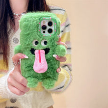 Load image into Gallery viewer, Funny Tongue Sticking Out Plush Mobile Phone Case For iPhone