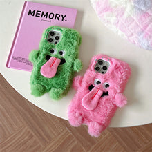 Load image into Gallery viewer, Funny Tongue Sticking Out Plush Mobile Phone Case For iPhone