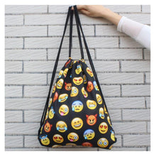 Load image into Gallery viewer, Funny Emoji Print Drawstring Bag