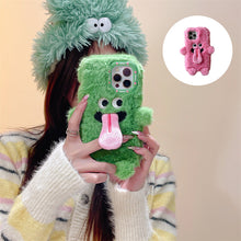 Load image into Gallery viewer, Funny Tongue Sticking Out Plush Mobile Phone Case For iPhone