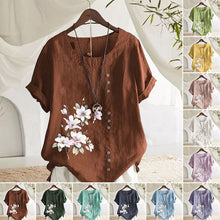 Load image into Gallery viewer, Floral Cotton Linen Shirt