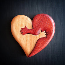 Load image into Gallery viewer, Loving Hearts Wood Intarsia Pinback Button