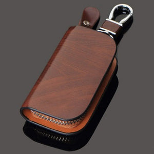 Leather Wood Grain Car Key Holder