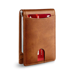 Genuine Leather Anti-theft Swipe Card Holder