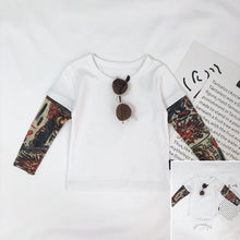 Load image into Gallery viewer, Fake Two-piece Floral Arm Long-sleeved T-shirt