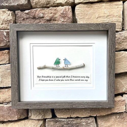Friendship gift with sea glass birds