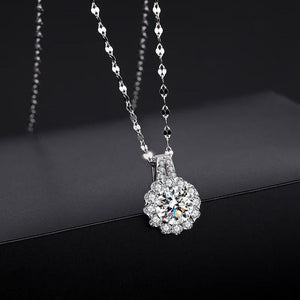 Moissanite Sunflower Pendant Necklace