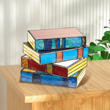 Load image into Gallery viewer, Stained Glass Stacked Books Lamp