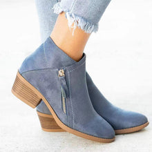 Load image into Gallery viewer, Women&#39;s Chunky Heel Side Zip Ankle Boots