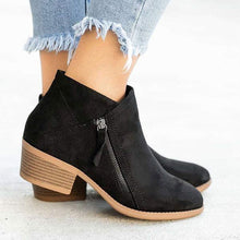 Load image into Gallery viewer, Women&#39;s Chunky Heel Side Zip Ankle Boots