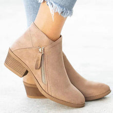 Load image into Gallery viewer, Women&#39;s Chunky Heel Side Zip Ankle Boots