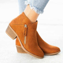 Load image into Gallery viewer, Women&#39;s Chunky Heel Side Zip Ankle Boots