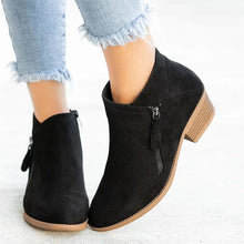 Load image into Gallery viewer, Women&#39;s Chunky Heel Side Zip Ankle Boots
