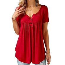 Load image into Gallery viewer, Women Plain Ruched Button T-Shirt