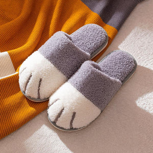 Winter Cat Paw Cotton Slippers