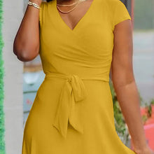 Load image into Gallery viewer, V Neckline Short Sleeve Casual Dress
