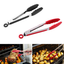 Load image into Gallery viewer, Stainless Steel Food Tongs with Silicone Tips