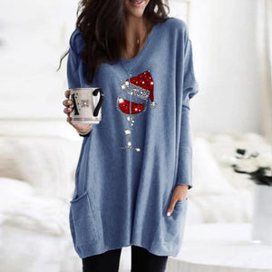 Women's Christmas Wine Glass T-shirts