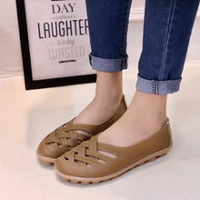 Load image into Gallery viewer, Hollow-Out Split Leather Slip-On Women&#39;s Flats