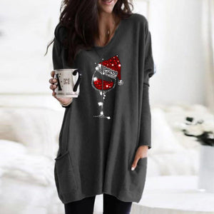 Women's Christmas Wine Glass T-shirts