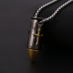 Holy Cross Bullet Skull Necklace