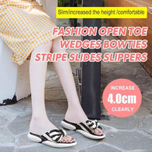Load image into Gallery viewer, Fashion Open Toe Wedges Bowties Stripe Slides Slippers