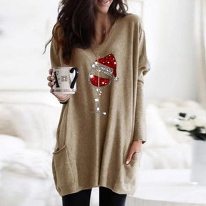 Women's Christmas Wine Glass T-shirts