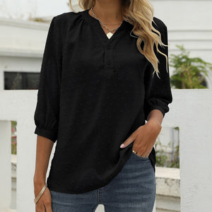 Stand Collar Mid Sleeve Shirt