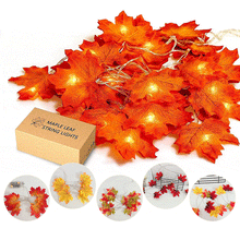 Load image into Gallery viewer, Thanksgiving Décor Fall Maple Leaf String Lights