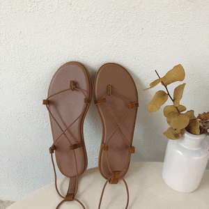 Toe Post Lace-Up Flat Sandals