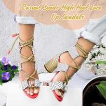 Load image into Gallery viewer, Multi-color Lace-up Heeled Sandals