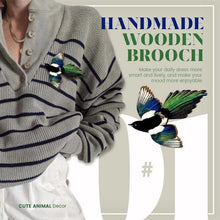 Load image into Gallery viewer, Handmade Wooden Magpie Brooch