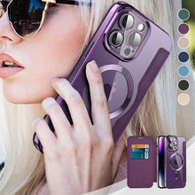 Load image into Gallery viewer, Transparent Electroplated Magnetic Leather Flip Case for iPhone
