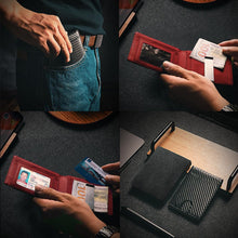 Load image into Gallery viewer, Genuine Leather Anti-theft Swipe Card Holder