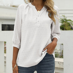 Stand Collar Mid Sleeve Shirt