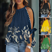 Load image into Gallery viewer, Cold Shoulder Long Split Sleeve Bohemian Top