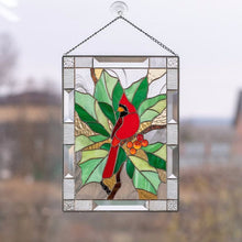 Load image into Gallery viewer, Cardinal Stained Glass Window Panel