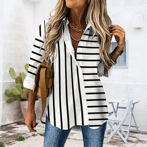Striped Print Casual Blouse