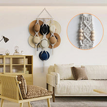 Load image into Gallery viewer, Handmade Linen Decorative Boho Hat Rack For Wall Hanging