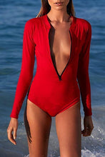 Load image into Gallery viewer, New V-Neck Zips Plain One Piece.AR