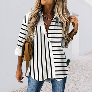 Striped Print Casual Blouse