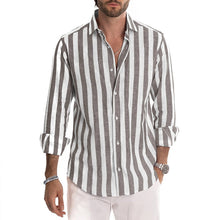 Load image into Gallery viewer, Men&#39;s Striped Button Long Sleeve Shirt