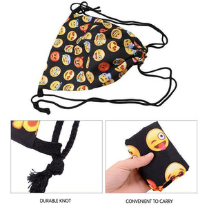 Funny Emoji Print Drawstring Bag
