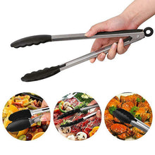 Load image into Gallery viewer, Stainless Steel Food Tongs with Silicone Tips
