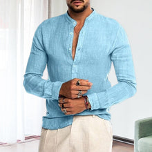 Load image into Gallery viewer, Long-sleeved Loose-fitting Men&#39;s Shirt With A Stand-up Collar In Linen