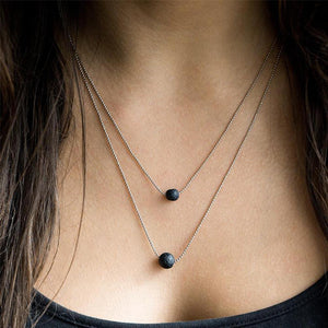 Lava Stone Pendant Essential Oil Diffuser Multilayer Necklace