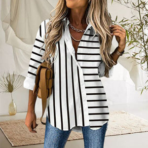 Striped Print Casual Blouse