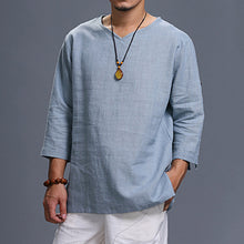 Load image into Gallery viewer, Men&#39;s Long-sleeved V-neck Linen Loose Shirt