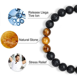 Tiger Eye Lava Rock Stone Bracelet