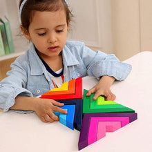 Load image into Gallery viewer, Creative Nesting Wooden Rainbow Stacking Game Geometry Building Blocks